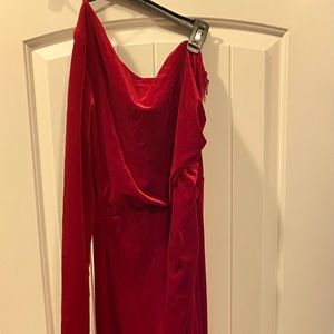 Windsor Red Velvet One Sleeve Dress